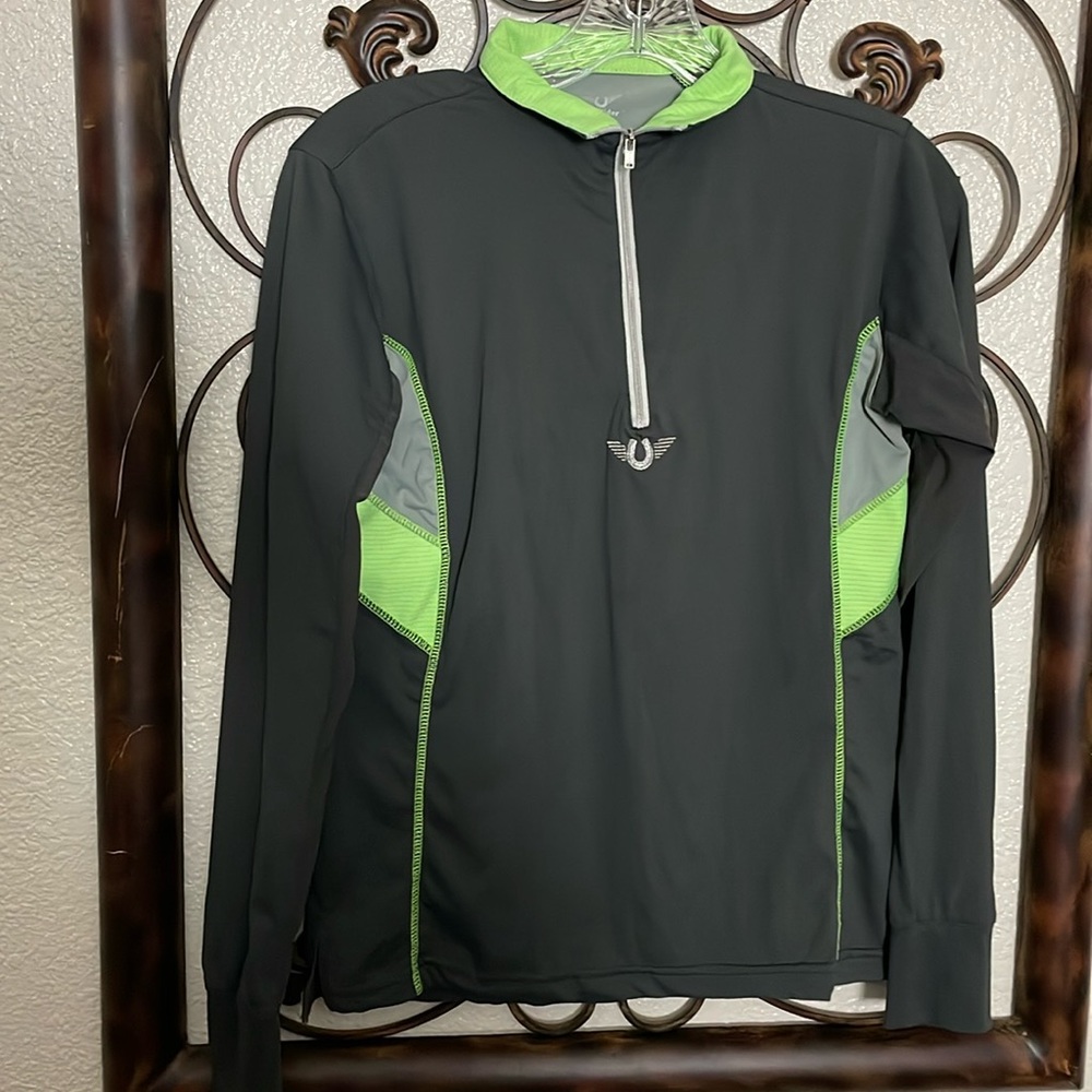 Women’s size XS TuffRider lightweight charcoal gray and neon green jacket